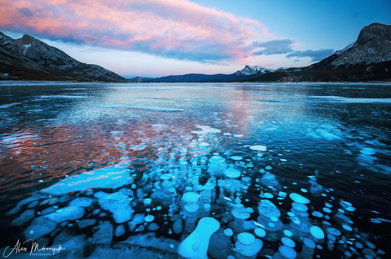лед, зима, озеро, пузыри, закат, небо, канада, фото-тур, Волшебный ледphoto preview