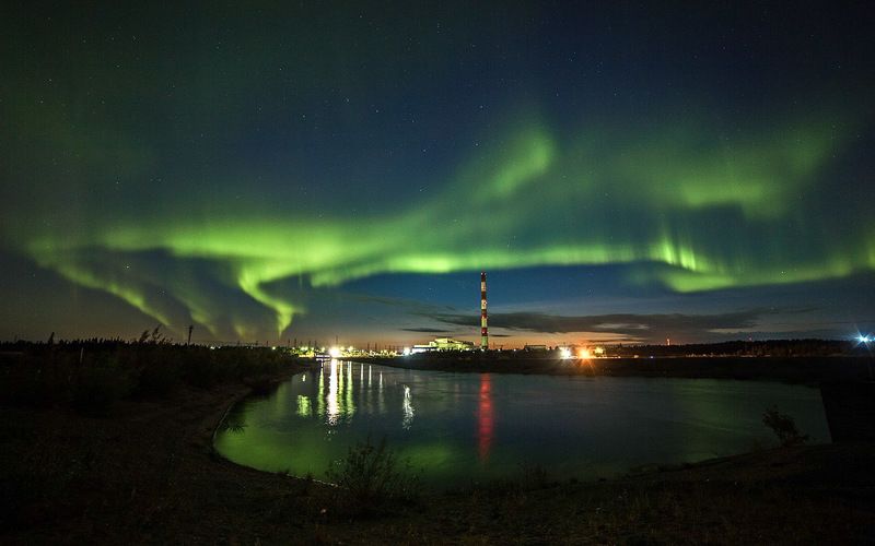север,ночь,природа,северное сияние,зима,краски,печора,коми Северное сияние фото превью