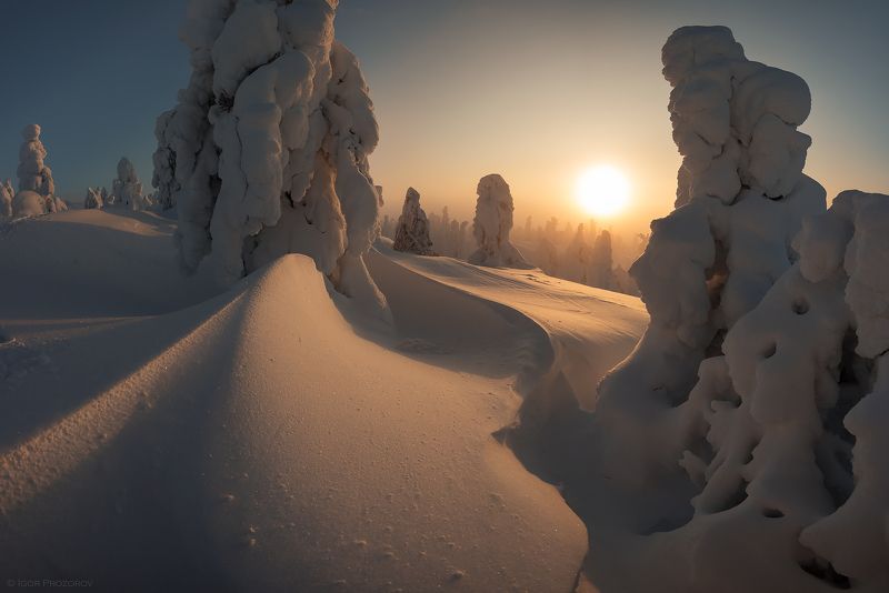 пейзаж, закат, зима, кольскийполуостров Январь в сопках Кольского полуостроваphoto preview