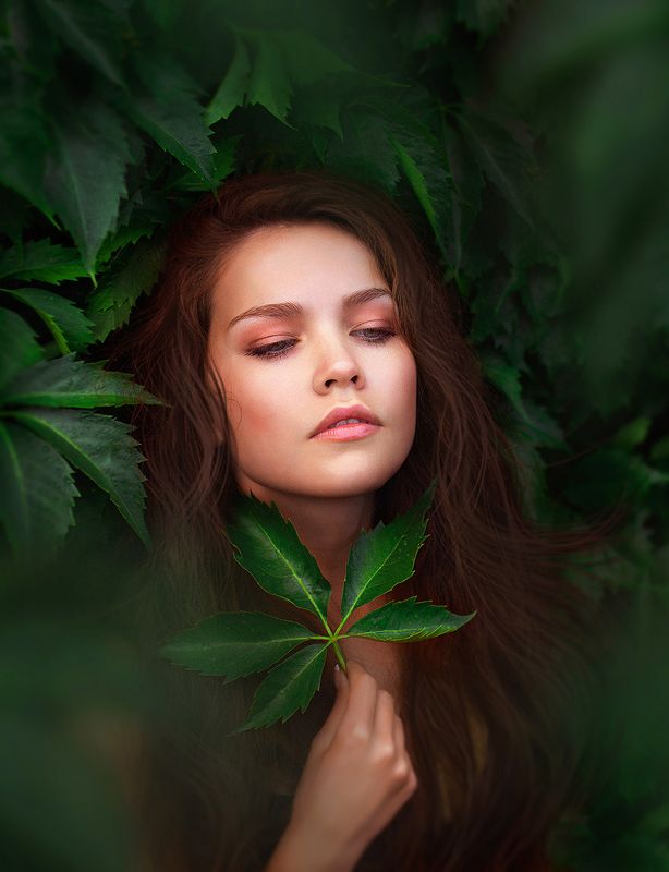 portrait, girl, rain, foliage, leaves, green, rain, Canon, dark, summer, портрет, девушка, дождь, листва, листья, зеленый, дождь, кэнон ***photo preview