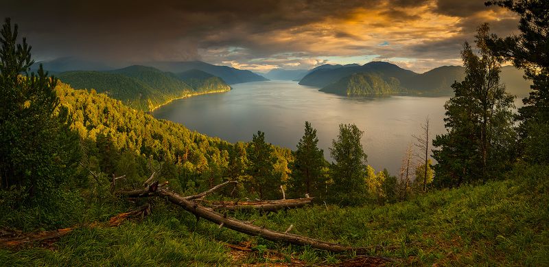 алтай, сибирь, телецкое озеро, дождь, вечер Дождь над Корбуphoto preview