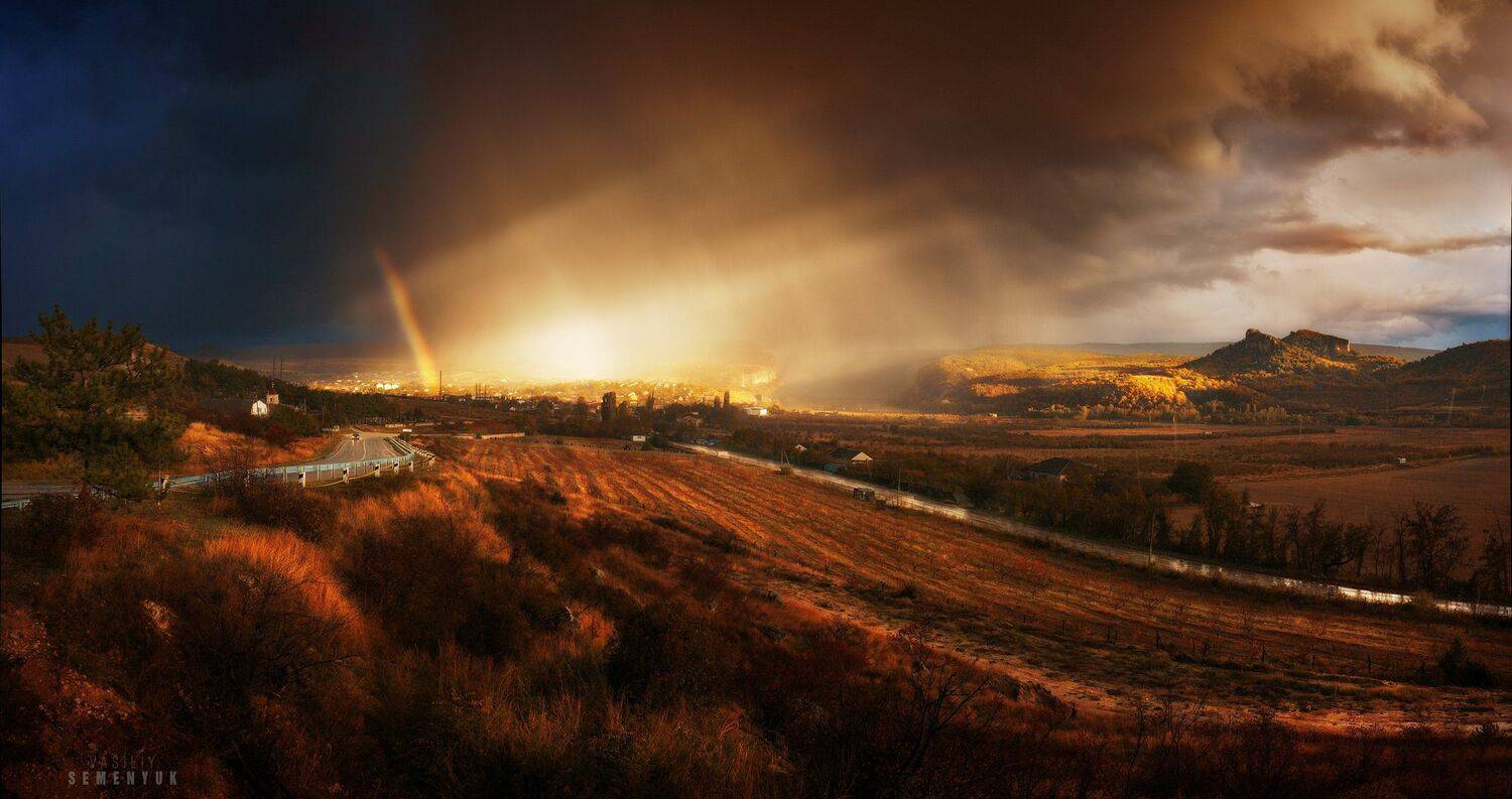 крым, бельбекские ворота, радуга, буря, снег, солнце, осень., Семенюк Василий