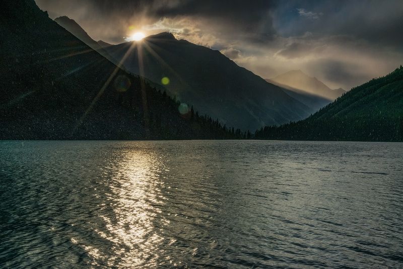 алтай, сибирь, нижнее шавлинское озеро, дождь, солнце, Грибной дождьphoto preview