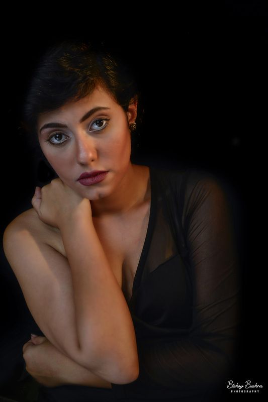 brunette girl short hair beauty black dress Selviaphoto preview