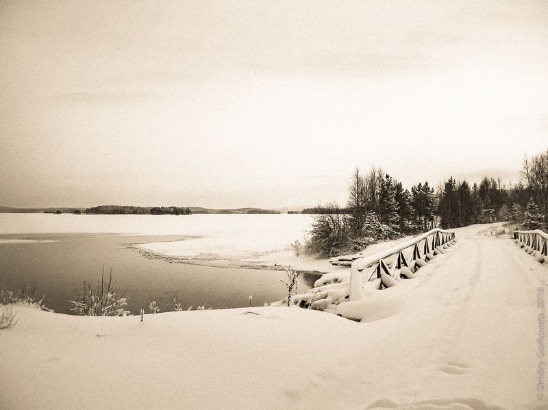 #photobydmitrygorkovets #blackandwhite #bridge #karelia #russia #winter #sunrise #sepia Перед рассветом на мосту на Унутозере. Before sunrise on the bridge near Unut lake. photo preview