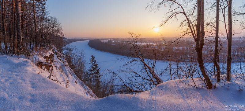закат,зима,пейзаж,кама,река,мороз,обрыв,снег,лёд,лес Морозный закат на Камеphoto preview