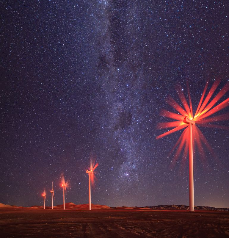 млечный путь, звездное небо, ветрогенераторы, пустыня атакама, чили Light Competitionphoto preview