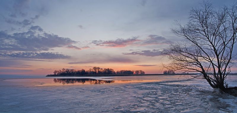 зима, рассвет, река.днепр, каховка Февральская оттепель. Рассветphoto preview