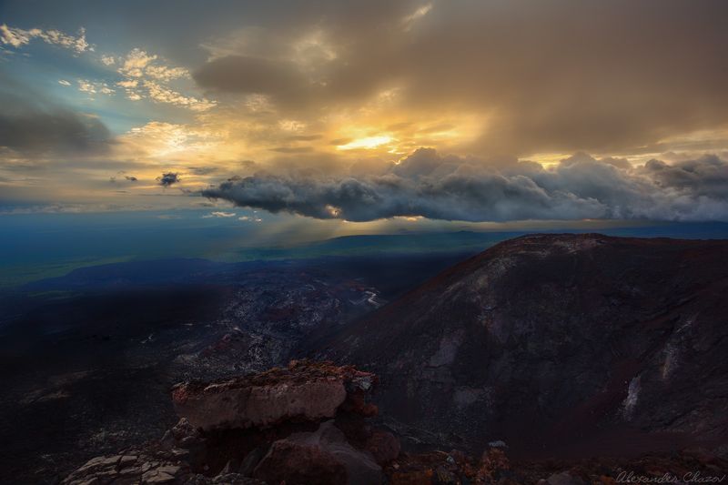 камчатка, вулкан, закат, облака, пейзаж, природа Вечерние краски Камчаткиphoto preview