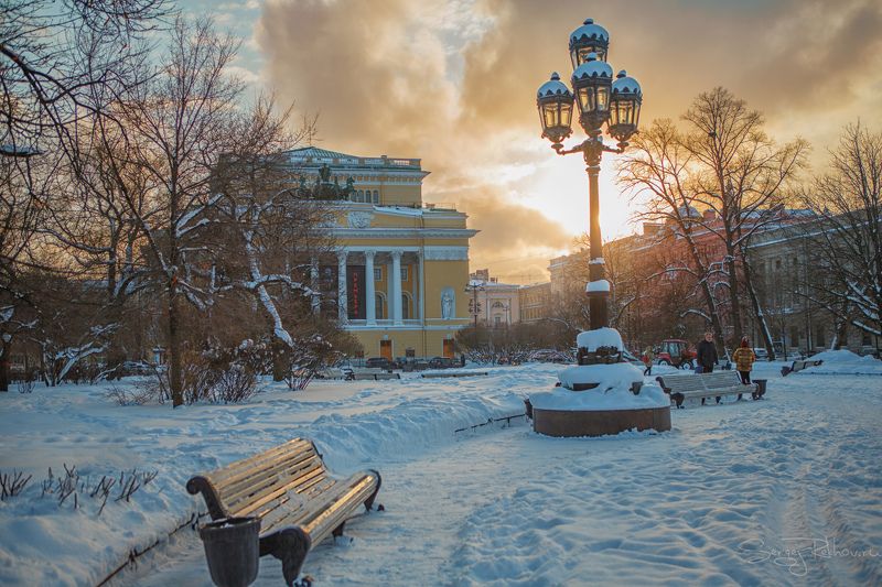 питер, санкт-петербург, зима, вечер, закат, мороз, рехов, сергейрехов, rekhov, sergejrekhov Питер. Катькин садикphoto preview