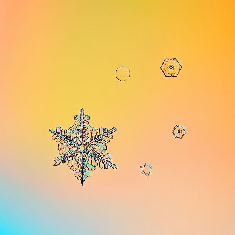 снежинка, снежинки, макро, зима, кристалл, природа Разноцветная зимаphoto preview