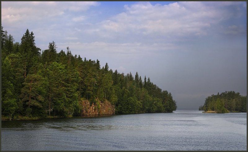 валаам, барег, монастырская, бухта, озеро, облака, сосны Валаам. Монастырская бухтаphoto preview