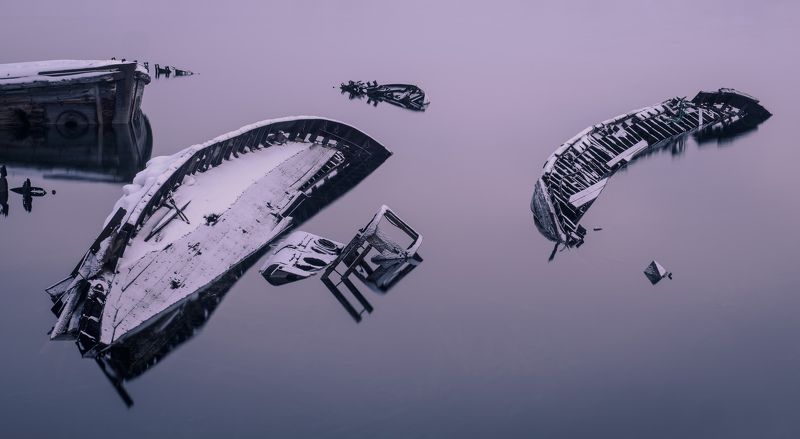 териберка, баренцево море, север, северное сияние, тундра, кольский полуостров, заполярье Сны вечной пристаниphoto preview