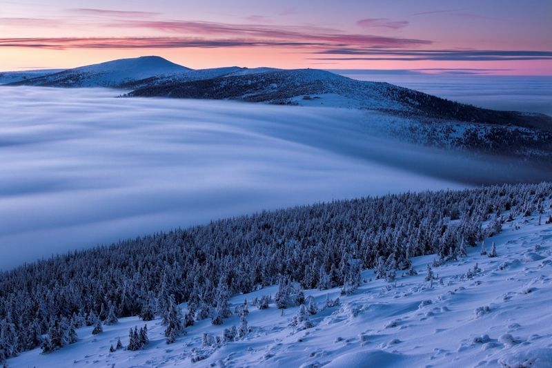 mountains, czech republic, krkonoše, giant mountains, longexposure, clouds, frozen On the right wavephoto preview