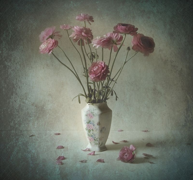 flowers, vase, pink, still life, texture Pink Flowersphoto preview