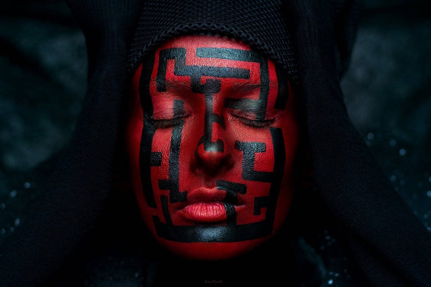 концепт, портрет, люди, человек, девушка, лабиринт, вопрос, текстура, студия, красный, фейсарт, бодиарт, креатив, фотокузница, ivankovale, Ковалёв Иван