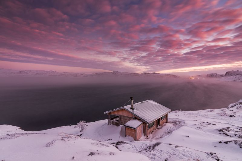 териберка, зима, море ,снег, зима, закат На краю землиphoto preview