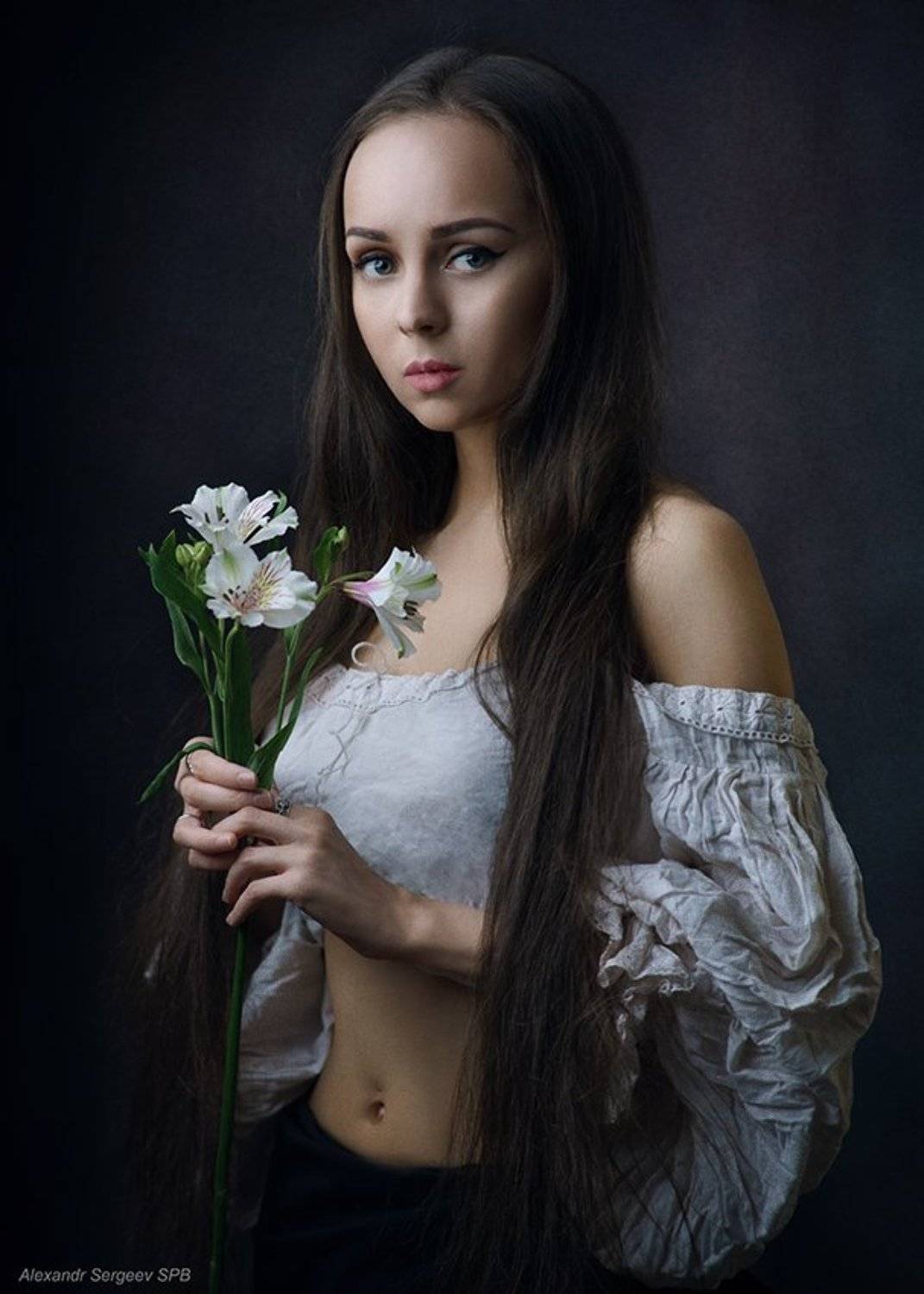 девушка,красота,нежность,букет,цветы,альстрёмерия,классика, Александр Сергеев