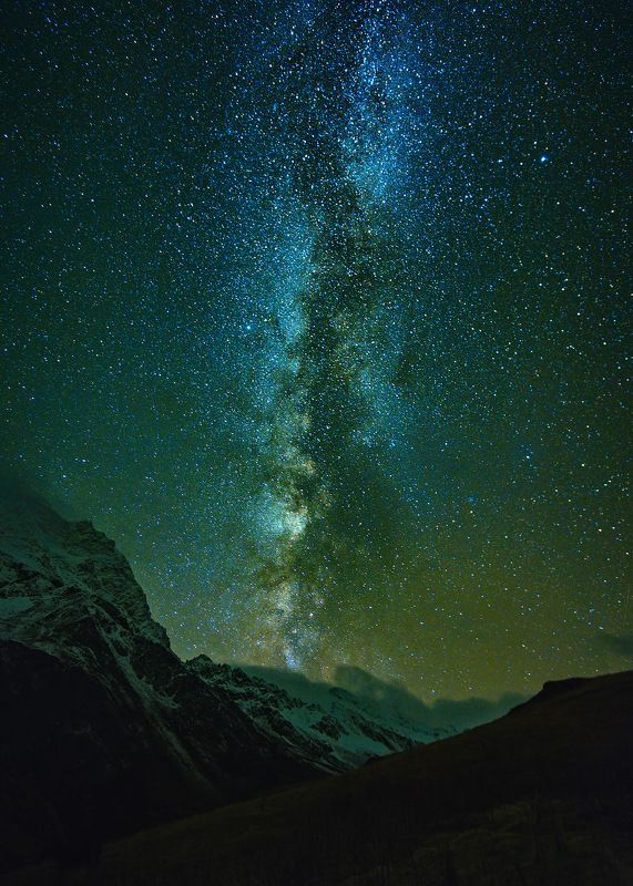 россия, кавказ, северная осетия, дигория, пейзаж, природа, ущелье, горы, хребет, ночь, болото, звезды, астрофото Звездная ночь в Дигорииphoto preview