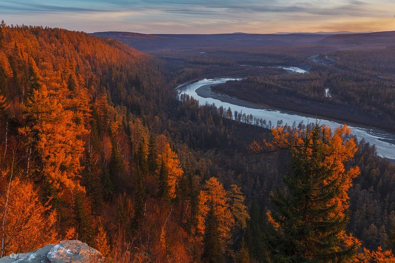 южная якутия, чульман, нерюнгри, осень, река, природа, закат Чульманский закатphoto preview