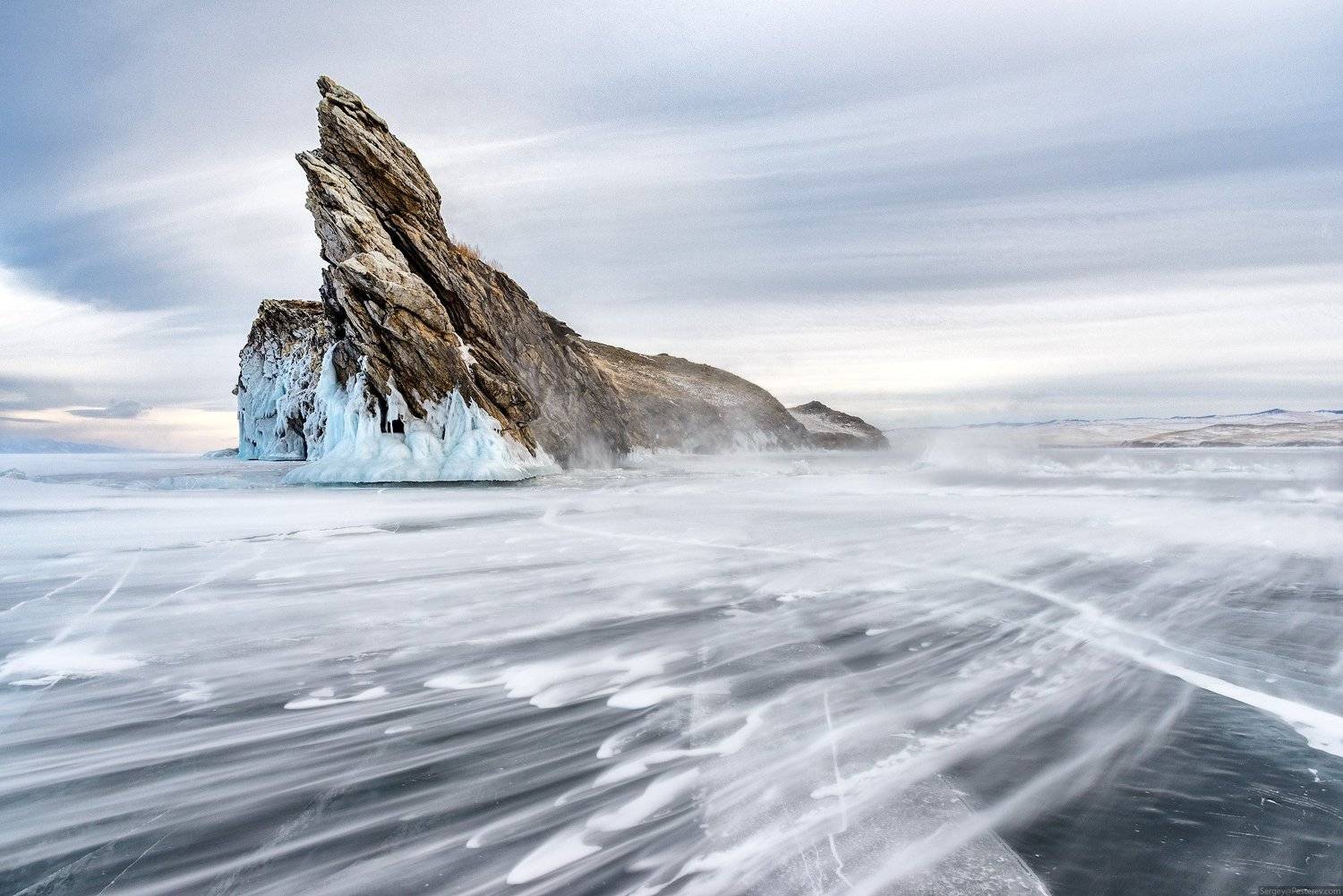 Байкал, Огой, зима, лёд, метель, Сергей Пестерев