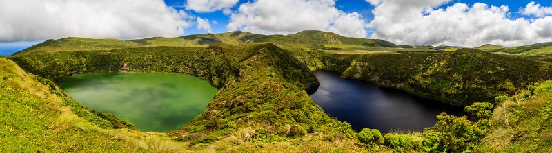 azores island, flores island, lagoe funda and lagoe comprida, twins lakes Lagoa Funda and Lagoa Comprida in Flores islandphoto preview