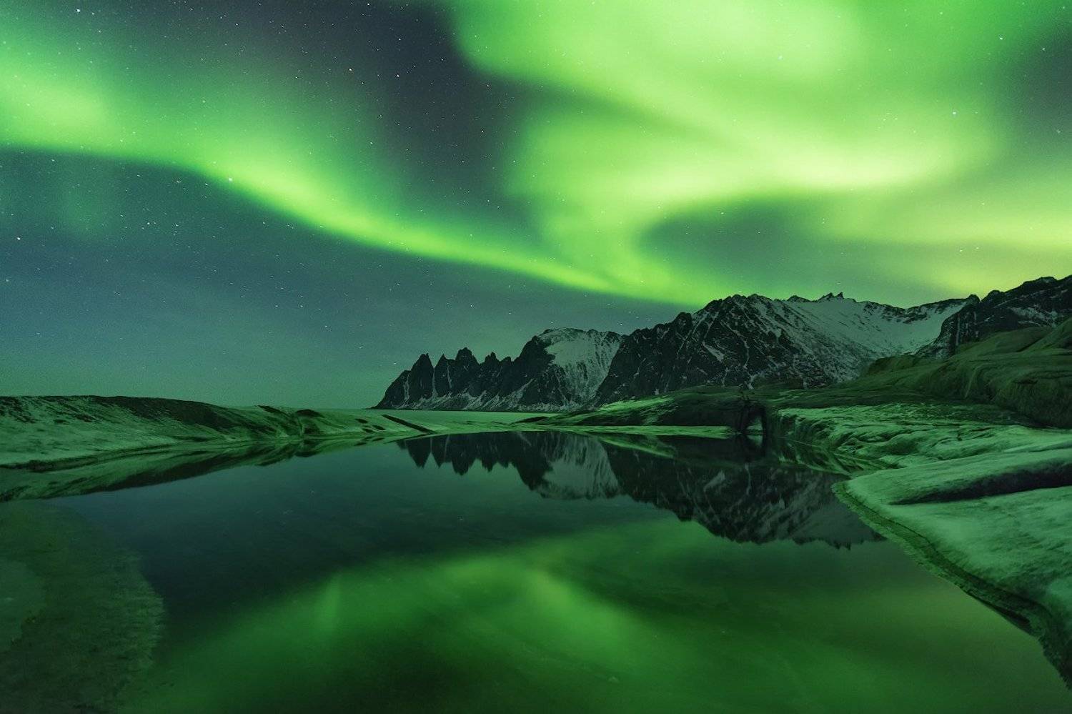 норвегия, сенья, аврора, полярное сияние, ночной пейзаж, Жмак Евгений