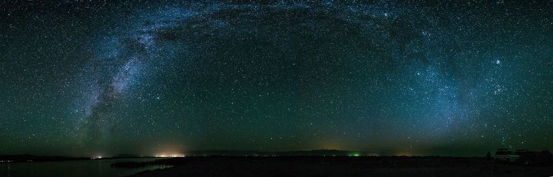 природа, пейзаж, ночь, озеро, звезды Панорама Млечного Путиphoto preview