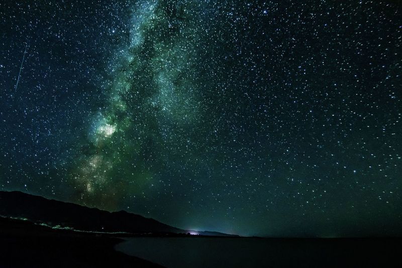 природа, пейзаж, ночь, озеро, звезды, горы Ночное небоphoto preview