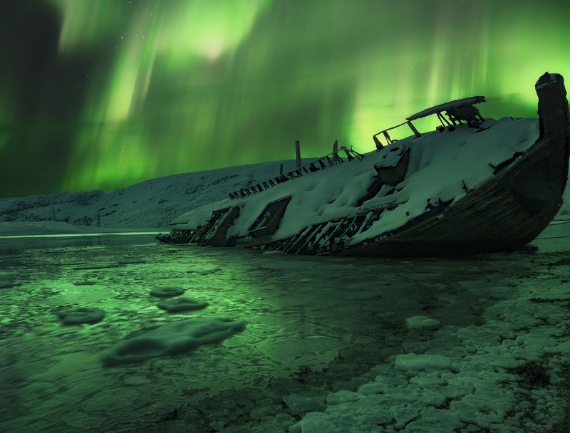 aurora borealis, северное  сияние, териберка Aurora borealisphoto preview