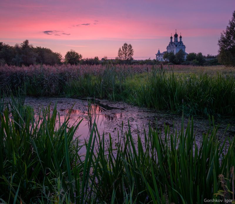 храм,церковь,пейзаж,закат,вечер,яуза,река,тайнинское,подмосковье,лето,природа,архитектура,москва, Вечер в Тайнинскомphoto preview