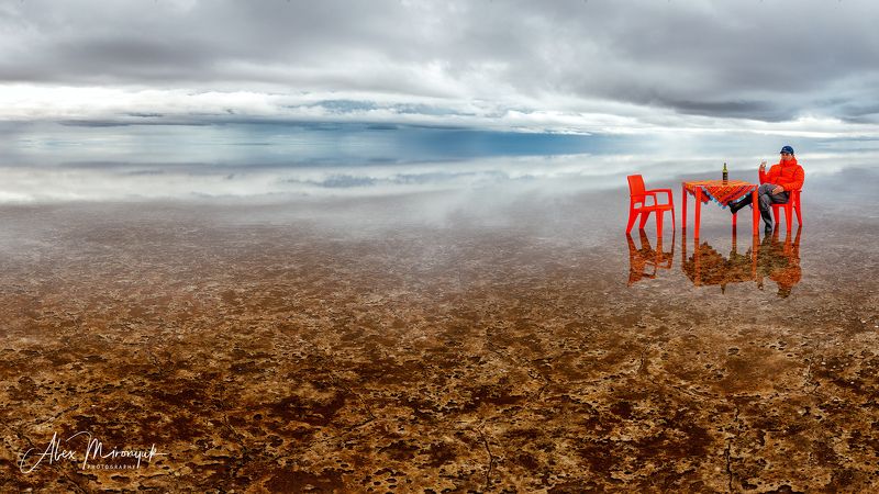 солончак, боливия, южная, америка, салар, уюни, отражение, небо, облакаб пикник, утро, Завтрак на Уюниphoto preview