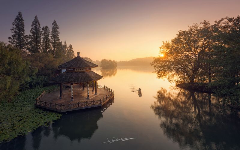 landscapes,sunrise,light,lake,china, West Lakephoto preview
