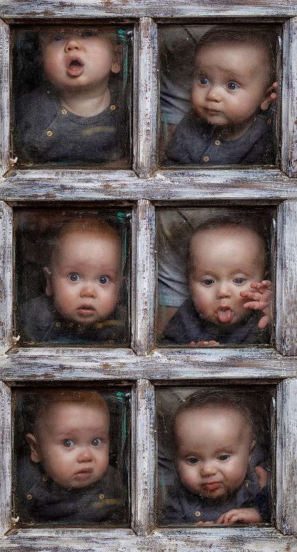 люди, дети, потрет, глаза, эмоции, взгляд, окно, тектсура, двойняшки, коллаж, фотокузница, ivankovale Эмоциональная лестницаphoto preview