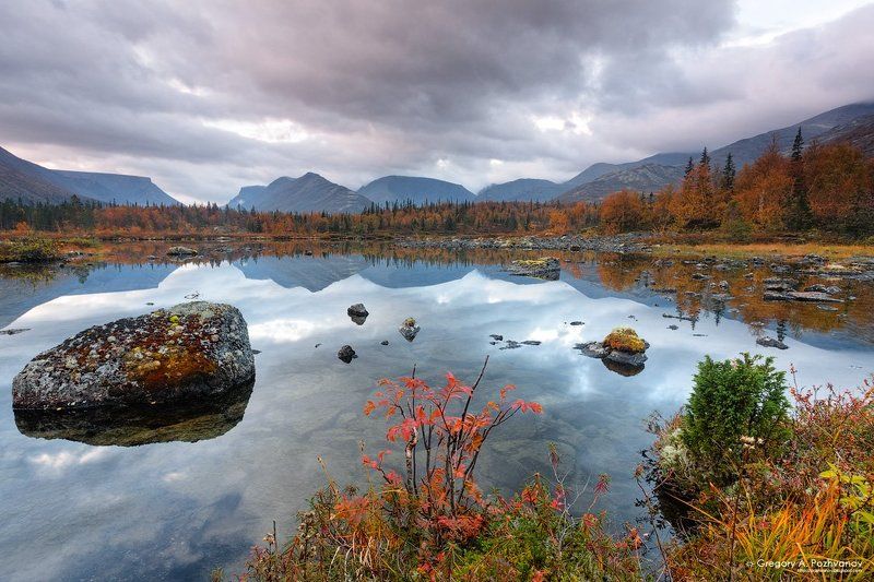 хибины, осень, сентябрь, заполярье, кольский, полуостров, горы, тундра, озеро, кукисвумчорр, пачвумчорр, куэльпорр, петрелиуса, кунийок Кольский рассветphoto preview