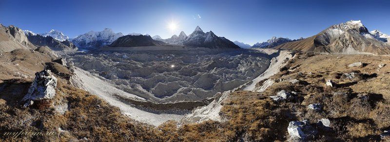 ледник, ngozumpa, gliacier, гималаи, непал, нгозумба У излучины каменной рекиphoto preview