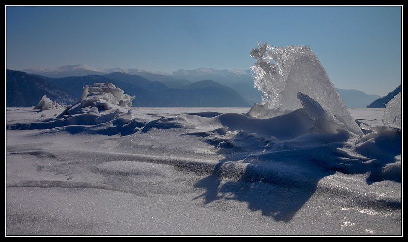 алтай, телецкое, озеро, лед Телецкий лед.photo preview