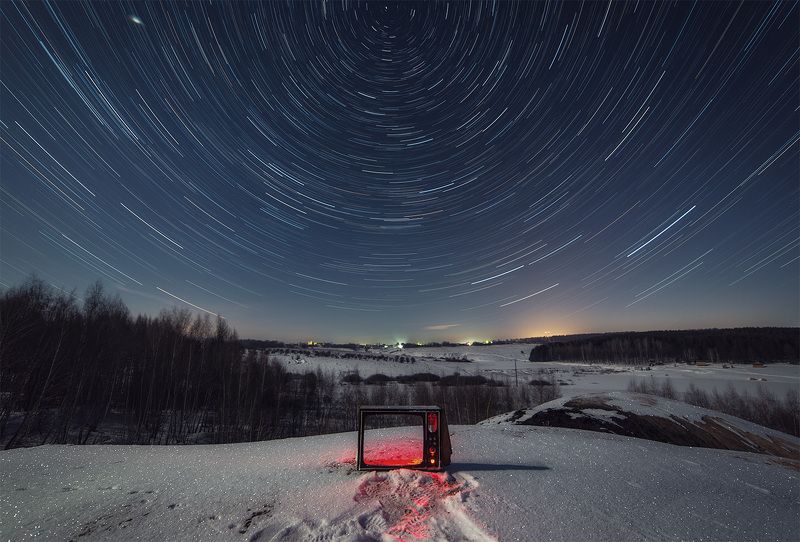 ночь, звезды, пейзаж, зима, снег Цветные сныphoto preview