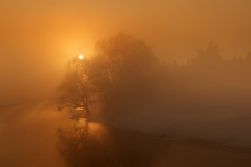 солнце, рассвет, река, мороз, зима, сне, дерево, свет Когда просыпается солнцеphoto preview