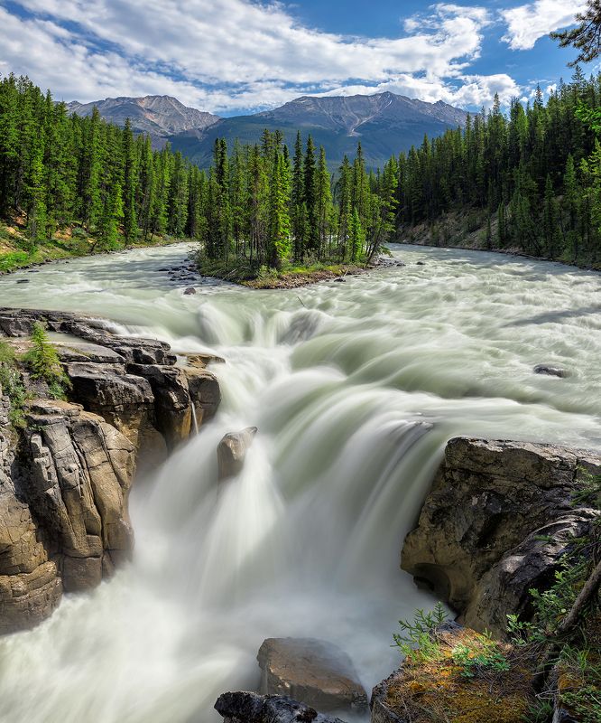 Canadian Rockies, Jasper, National, Park, Rocky Mountains, Alberta, Canada, Sunwapta, falls, Banff,  island, forest, mountain, Waterfall, Athabaska, river,  Waterfallsphoto preview