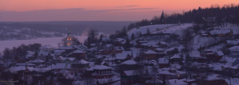 волга, плес, плёс, верхняя волга, зима, панорама, рассвет, соборная гора, гора левитана, пейзаж, ивановская область photo preview
