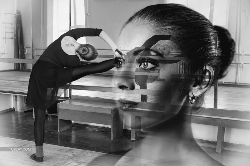 черно-белое, чб, b&w, black & white, девушка, танец, коллаж Из серии «Танец - жизнь»photo preview