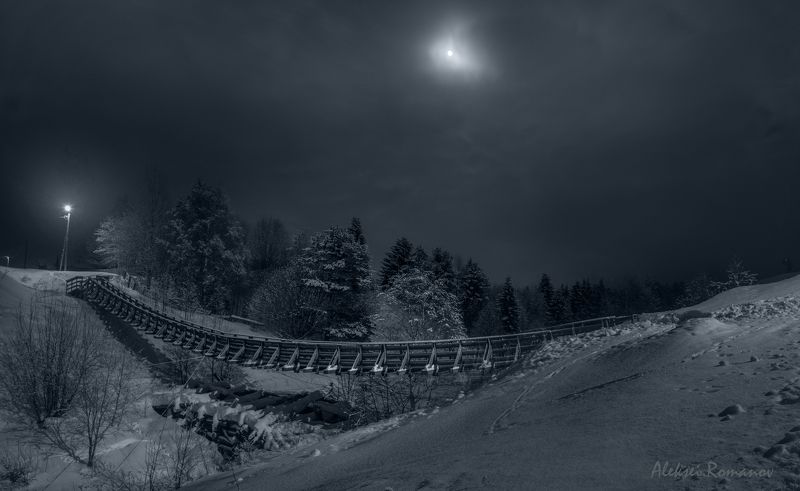 природа, север, ночь, луна, мост Лунная ночьphoto preview