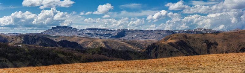 природа, пейзаж, кавказ, горы, весна, вечер, панорама, закат, солнце, небо, облака, свет *****photo preview