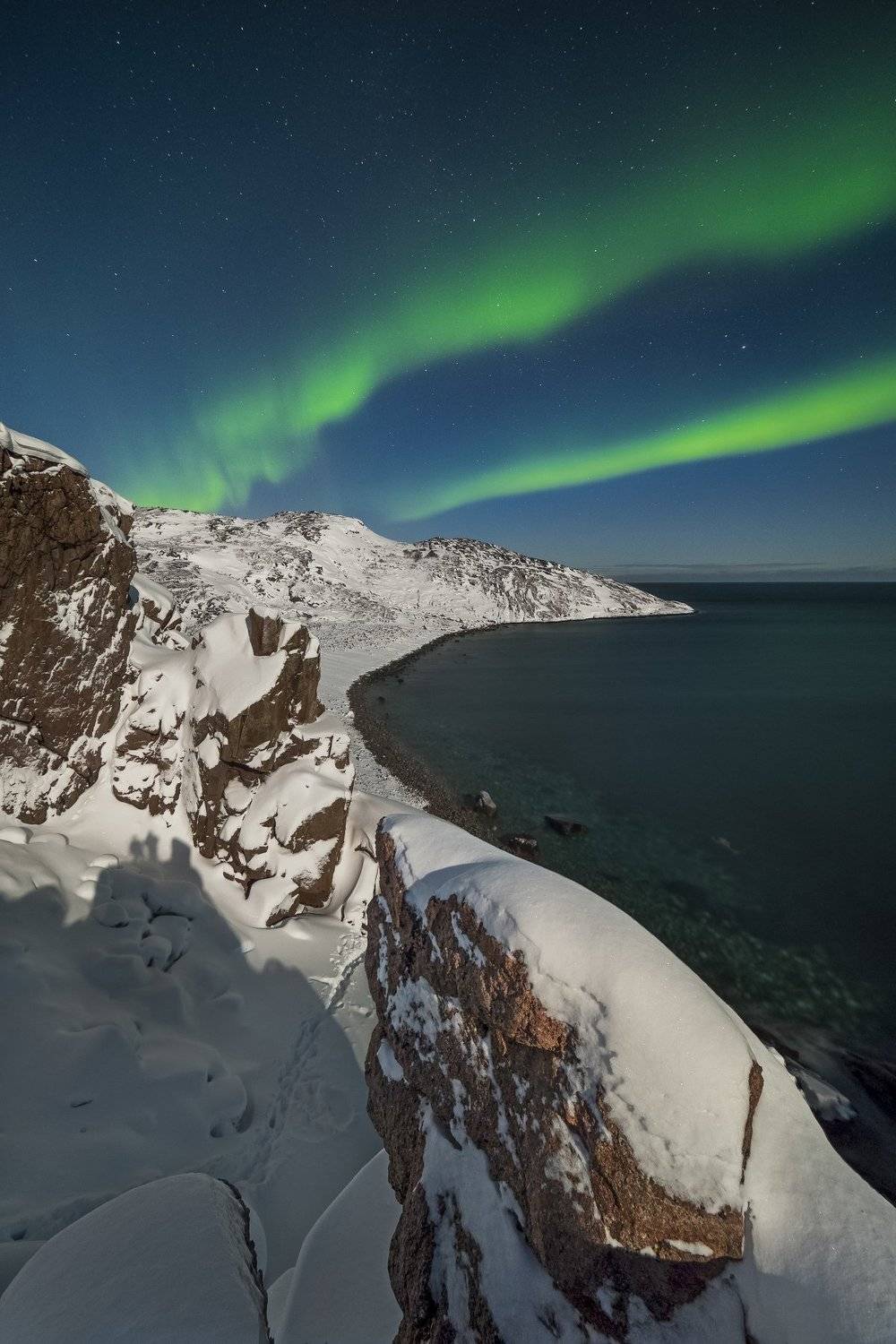териберка, баренцево море, север, северное сияние, тундра, кольский полуостров, заполярье, Владимир Карпухин