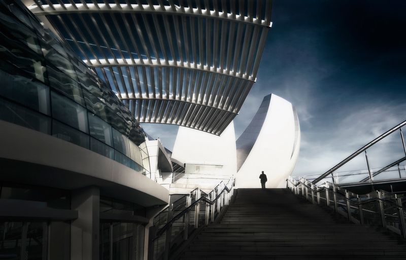 сингапур, архитектура, город, монохром Икарphoto preview