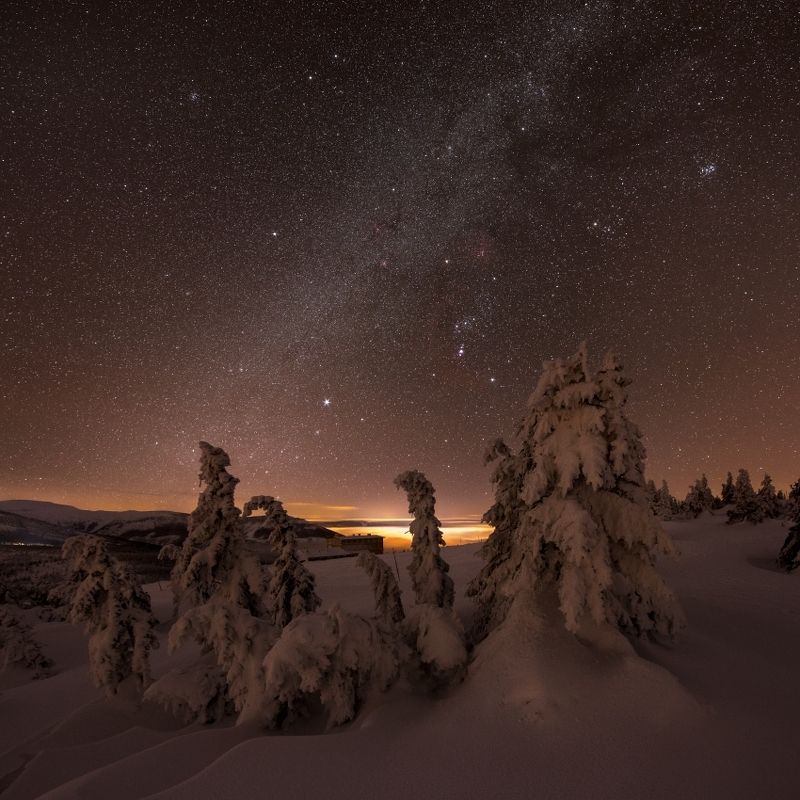 stars, snow, galaxy, milky way, czech, czech republic,mountains,orion Meeting of frozen lordsphoto preview