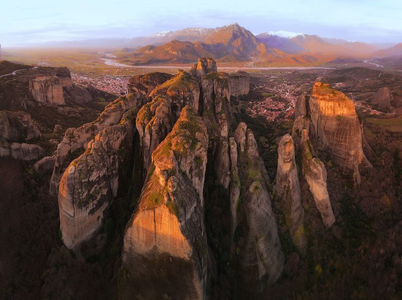 греция, метеоры, дрон, drone Скалы Фессалииphoto preview