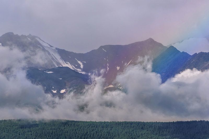радуга, горы, облака, лето, небо, алтай, rainbow, mountains, clouds, summer, sky, altai Радука в облакахphoto preview