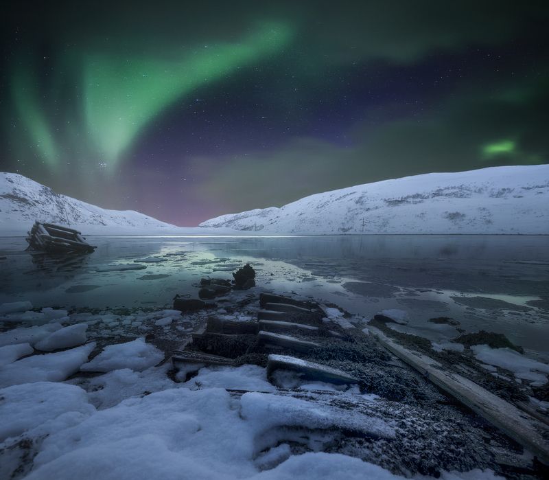 северное сияние, Териберка, Кольский Север, Aurora Borealis Как-то ночьюphoto preview